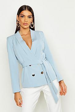 Boohoo Belted Button Tailored Blazer