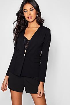 Boohoo Annie Button Detail Pocket Blazer
