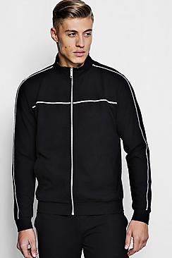 Boohoo Crepe Piped Detail Smart Track Top Co-ord