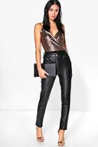 Boohoo Amelie Premium Leather Look Stretch Skinny Trousers