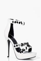 Boohoo Saskia Embellished Multi Strap Platform White
