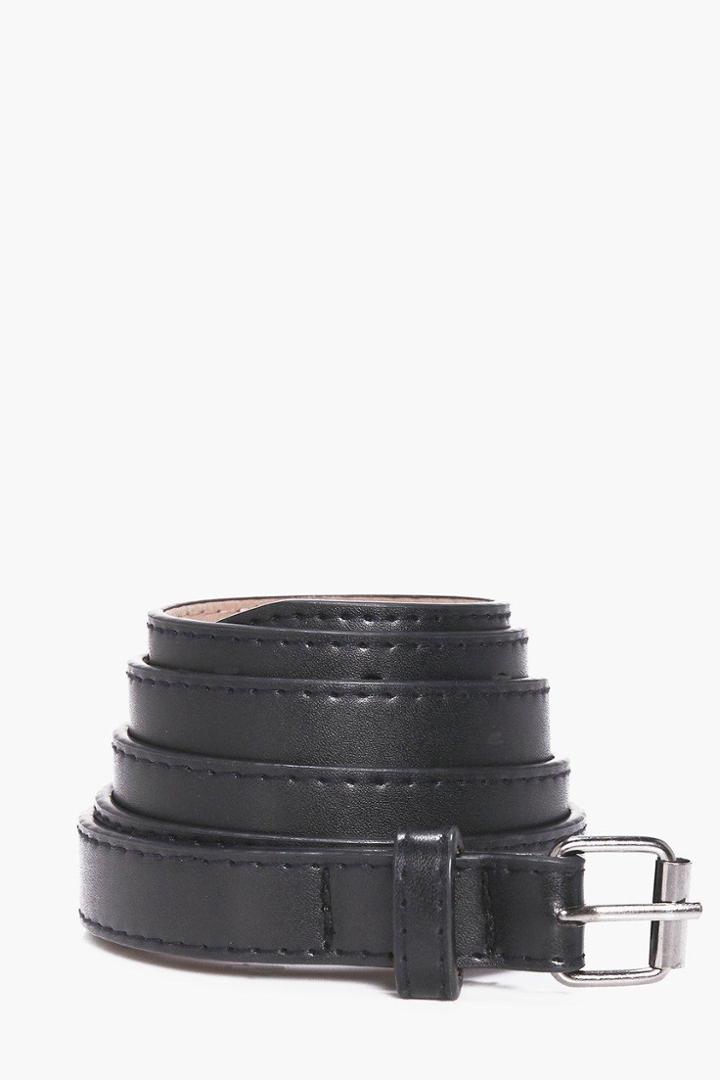 Boohoo Faux Leather Skinny Belt Black