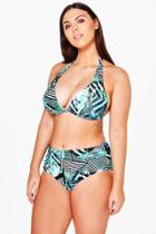 Boohoo Plus April Geometric Stripe Print High Waist Bikini Multi