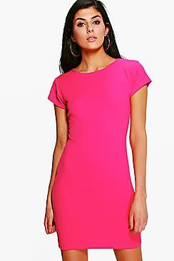 Boohoo Cara Textured Crew Neck Bodycon Dress