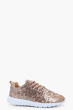 Boohoo Alice Sequin Lace Up Trainer