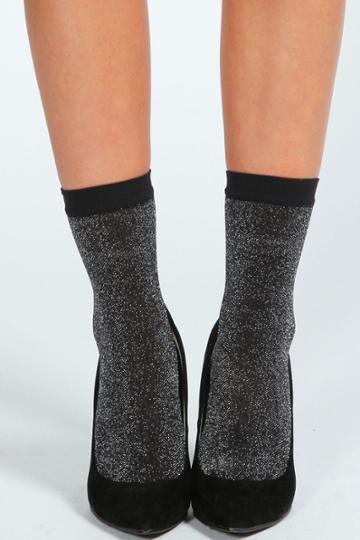 Boohoo Sarah Black Sparkly Socks - Black