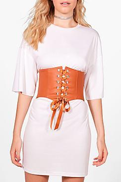 Boohoo Kelsey Pu Lace Up Corset Belt