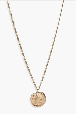 Boohoo Leo Zodiac Coin Pendant Necklace