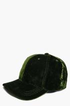 Boohoo Bella Velvet Baseball Cap Khaki