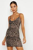 Boohoo Leopard V Neck Bodycon Dress