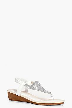 Boohoo Ella Diamante Toe Part Wedge