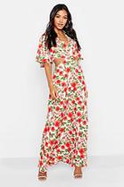 Boohoo Floral Lace Up Back Maxi Dress
