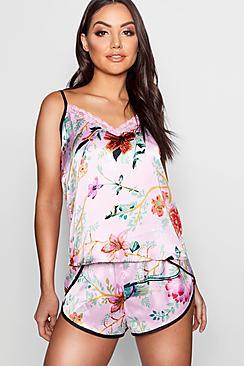 Boohoo Ruby Oriental Floral Cami & Short Set