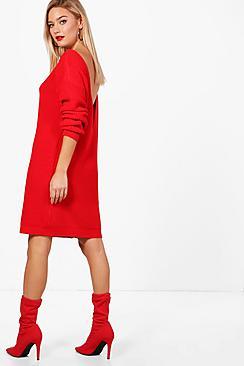Boohoo Amy V-back Oversized Jumper Dress