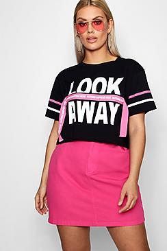 Boohoo Plus Francesca Look Away Slogan Crop Top