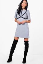 Boohoo Sofia Harness Corset T-shirt Dress Grey