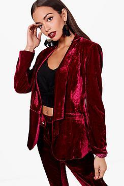 Boohoo Layla Tailored Velvet Tux Suit Blazer