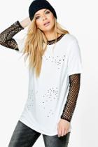 Boohoo Dora Star Lazer Cut Out T-shirt Cream