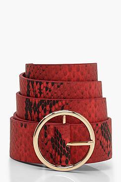 Boohoo Faux Snake Print Circle Belt