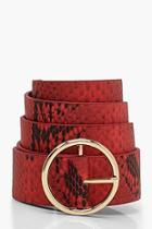 Boohoo Faux Snake Print Circle Belt