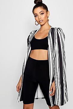 Boohoo Isla Stripe Printed Cape Blazer