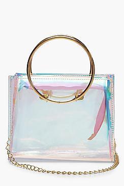 Boohoo Megan Metal Handle Clear Crossbody