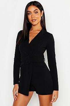 Boohoo Belted Blazer Playsuit