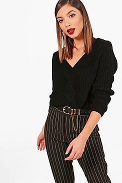 Boohoo Hayley V Neck Crop Jumper