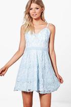 Boohoo Petite Kate Lace Strappy Skater Dress