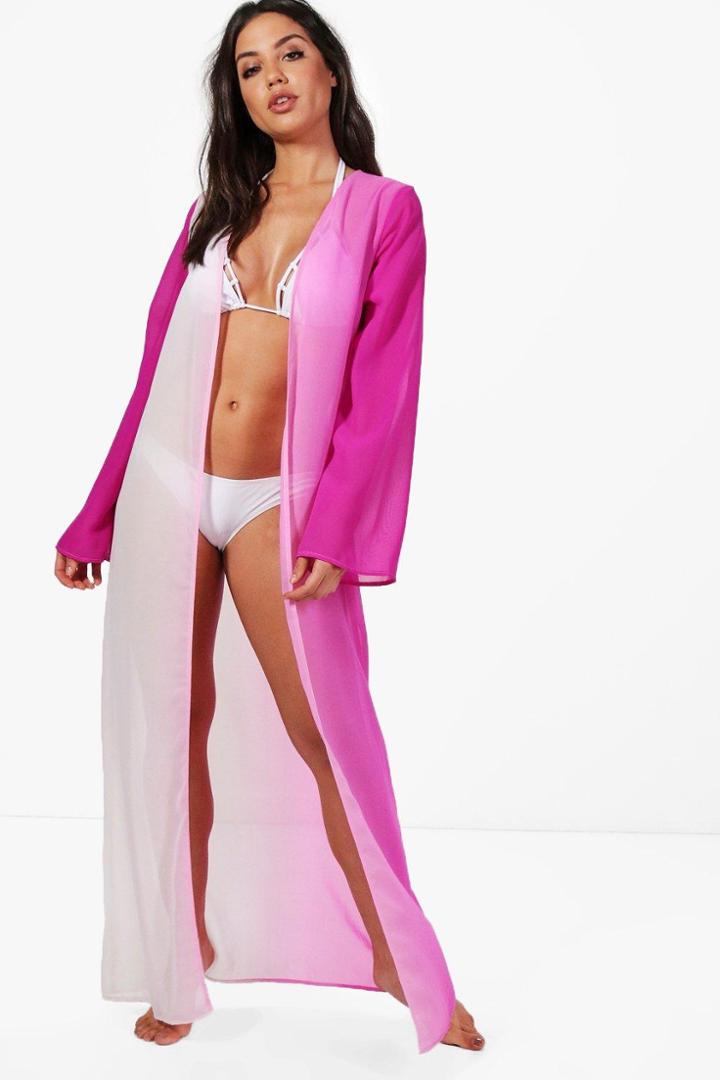 Boohoo Caroline Ombre Maxi Beach Kimono Purple