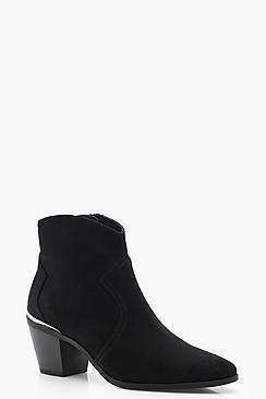 Boohoo Grace Metal Trim Pointed Ankle Boots