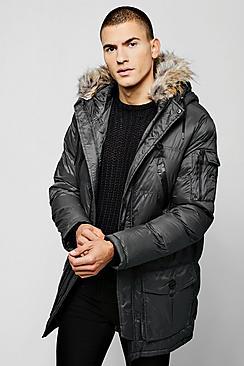 Boohoo Hooded Quilted Parka