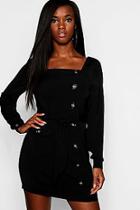 Boohoo Button Front Belted Shift Dress