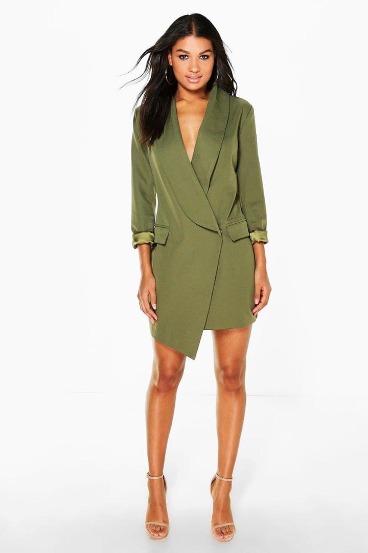 Boohoo Niamh Woven Blazer Dress Khaki