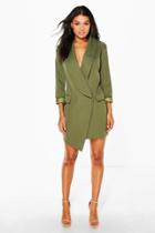 Boohoo Niamh Woven Blazer Dress Khaki