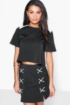 Boohoo Boutique Julia Lace Up Mini Skirt Black