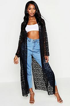 Boohoo Maxi Lace Kimono