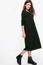 Boohoo Araceli Long Sleeved Oversized Midi Dress Black