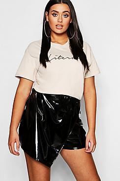 Boohoo Plus Faux Leather Skort