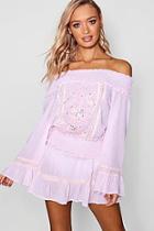 Boohoo Connie Bardot Top & Frill Skirt Beach Co-ord