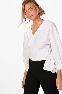 Boohoo Anna Wrap Over Shirt