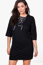 Boohoo Plus Yasmin Eyelet Detail Sweat Dress