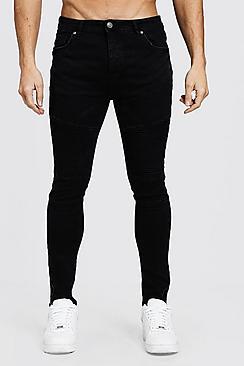 Boohoo Skinny Fit Biker Jeans With Zip Cuff