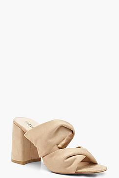 Boohoo Twist Front Double Strap Block Heel Mules