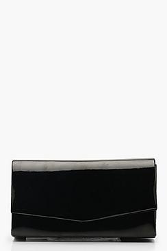 Boohoo Structured Patent Clutch And Chain