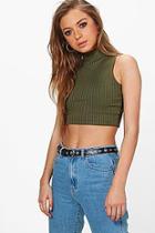 Boohoo Anna Ribbed Crop Roll Neck