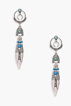 Boohoo Erin Horn & Dreamcatcher Earrings