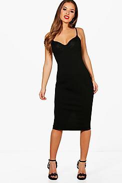Boohoo Petite Hayley Lace Trim Bodycon Dress