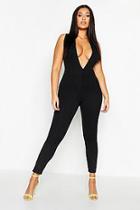 Boohoo Plus Neon Super Plunge Bandage Jumpsuit