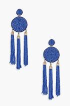 Boohoo Ivy Circle Beaded Tassel Earrings